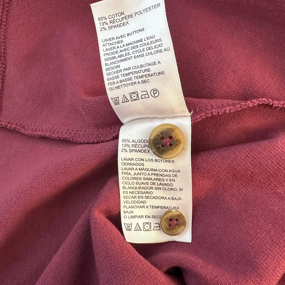 Tommy Bahama Womens XL Henley Dress Burgundy Cotton Blend Long Sleeve Pockets - Picture 9 of 10